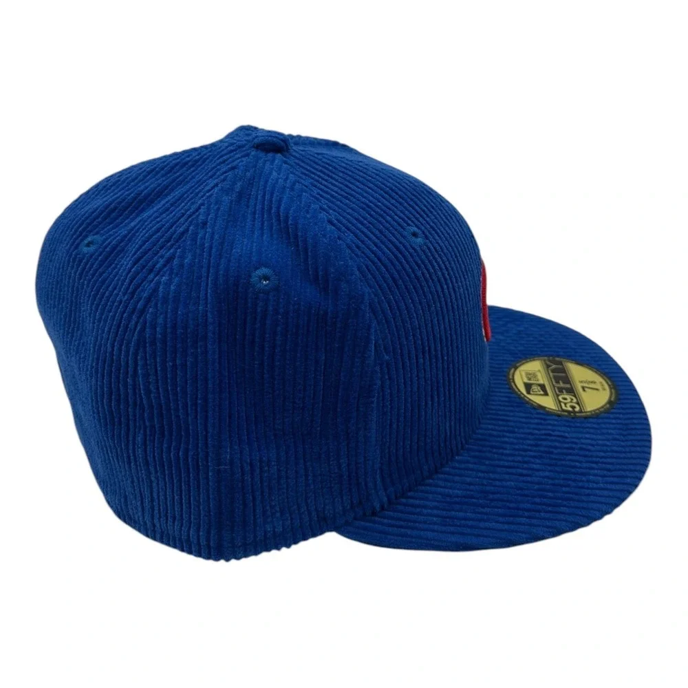 New Era 59Fifty Chicago Cubs Hat Cap 7 5/8 Light Royal Corduroy 1987‎ Baseball